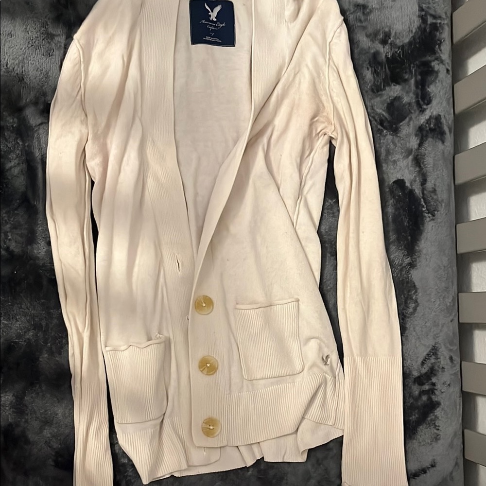 American Eagle Outfitters Cream Cardigan Lightweight Casual